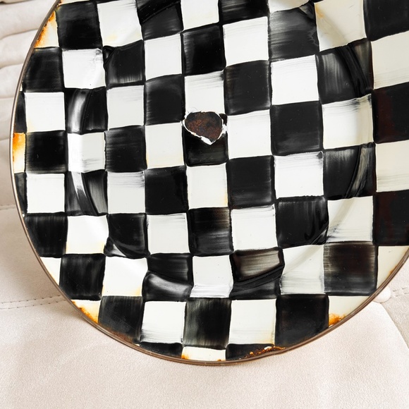 Rare Older Mackenzie-Childs Metal And Enamel Fluted Cake Stand Pedestal - Picture 4 of 10